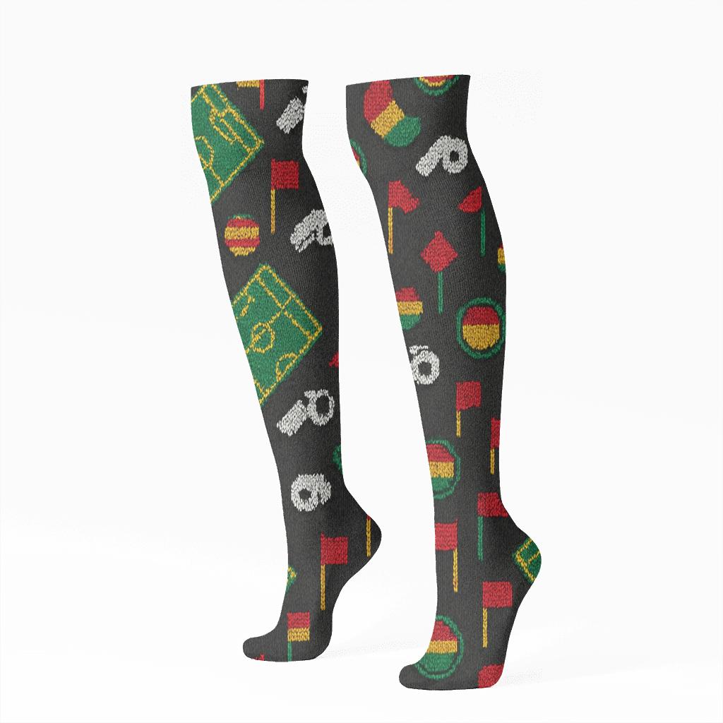 Knitted Illusion Pitch Lines For Fifa Ghana premium sports knee-high socks