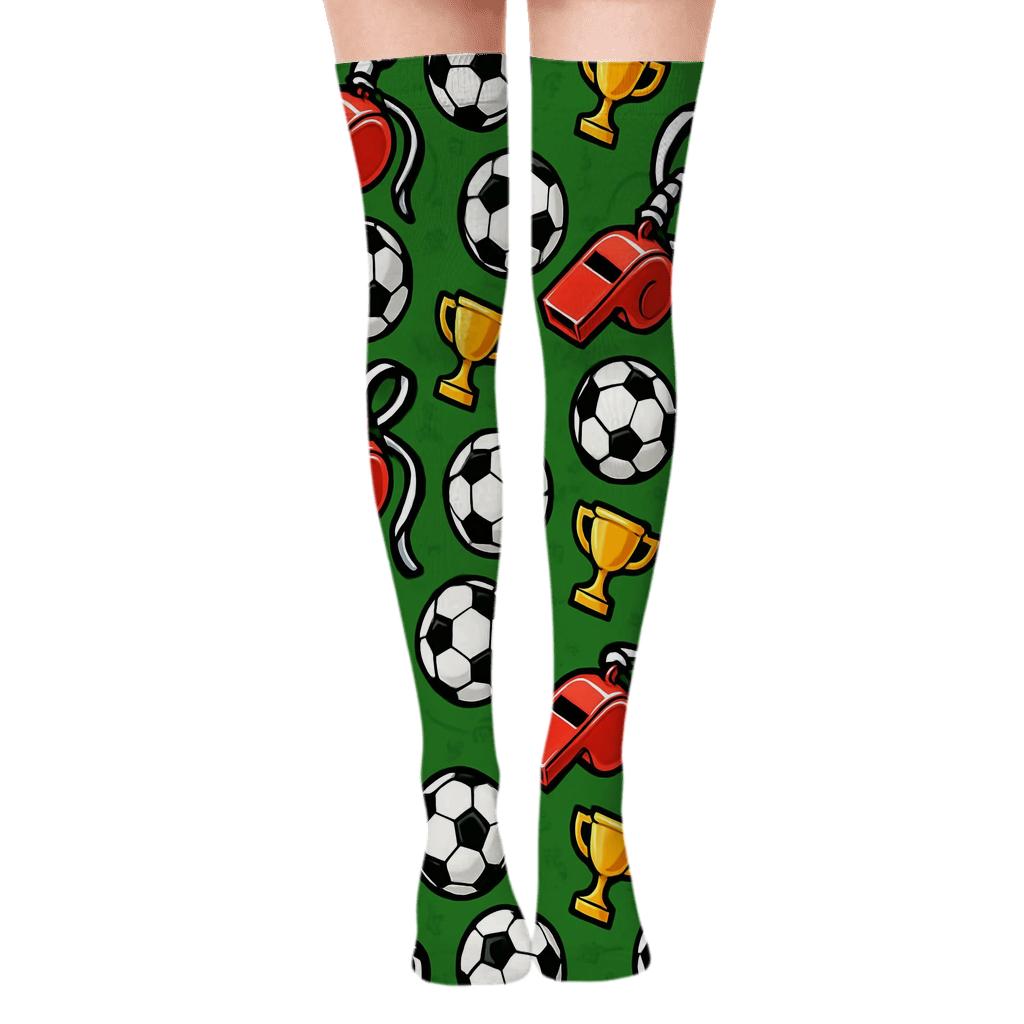 Referee Whistle Lattice With Fifa Germany Accents designer print over-the-knee socks