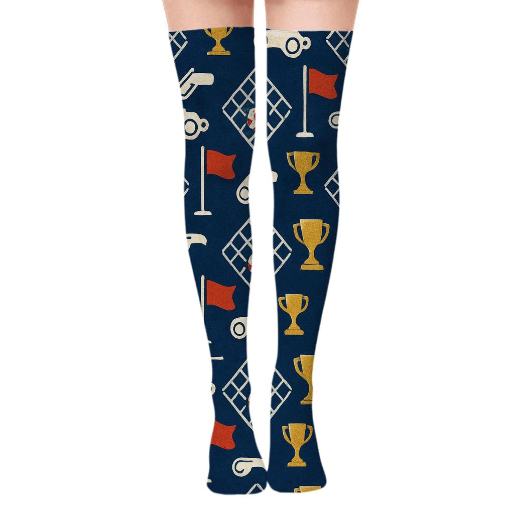 Goal Net Rhythm Fifa Croatia Pattern comfortable cotton over-the-knee socks