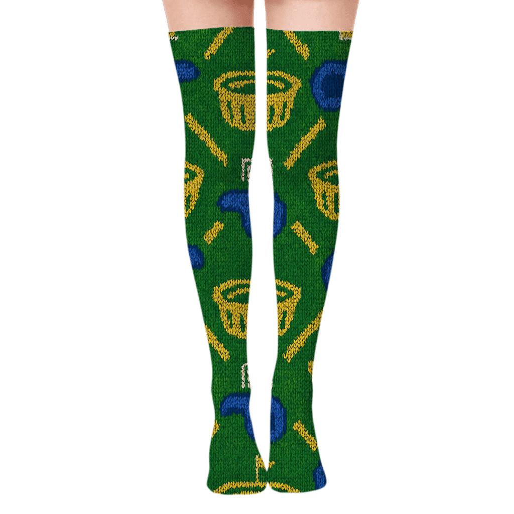 Knit Illusion Stadium Tiles For Fifa Brazil designer print over-the-knee socks