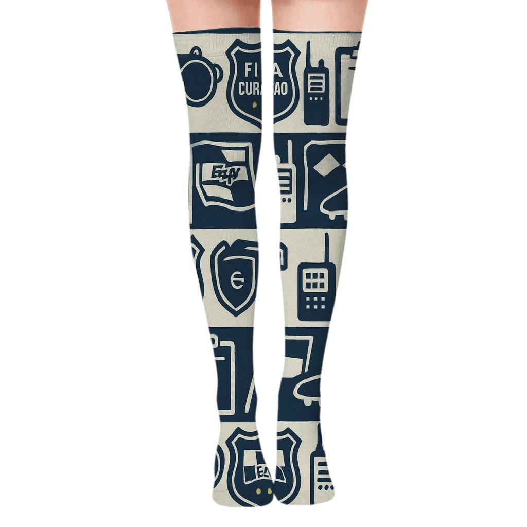 Coastal Patrol Icons Fifa Curacao Pattern Bands soft everyday over-the-knee socks