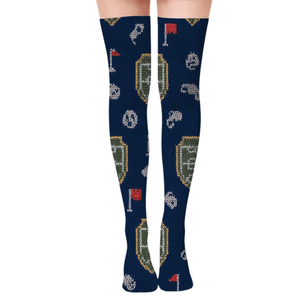 Knitted Illusion Pitch Map Fifa Paraguay Pattern unique graphic over-the-knee socks