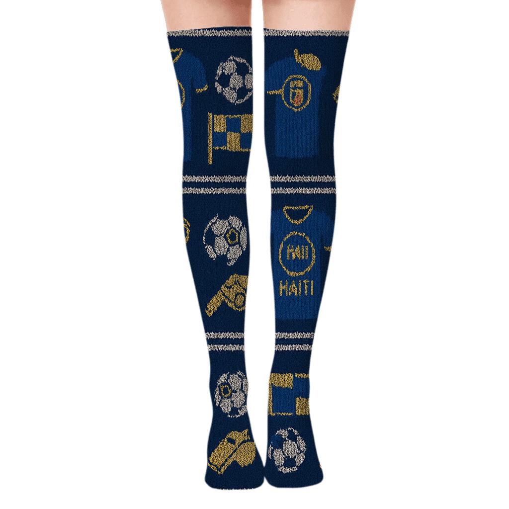 Knitted Illusion Duty Icons In Fifa Haiti Bands trendy patterned over-the-knee socks