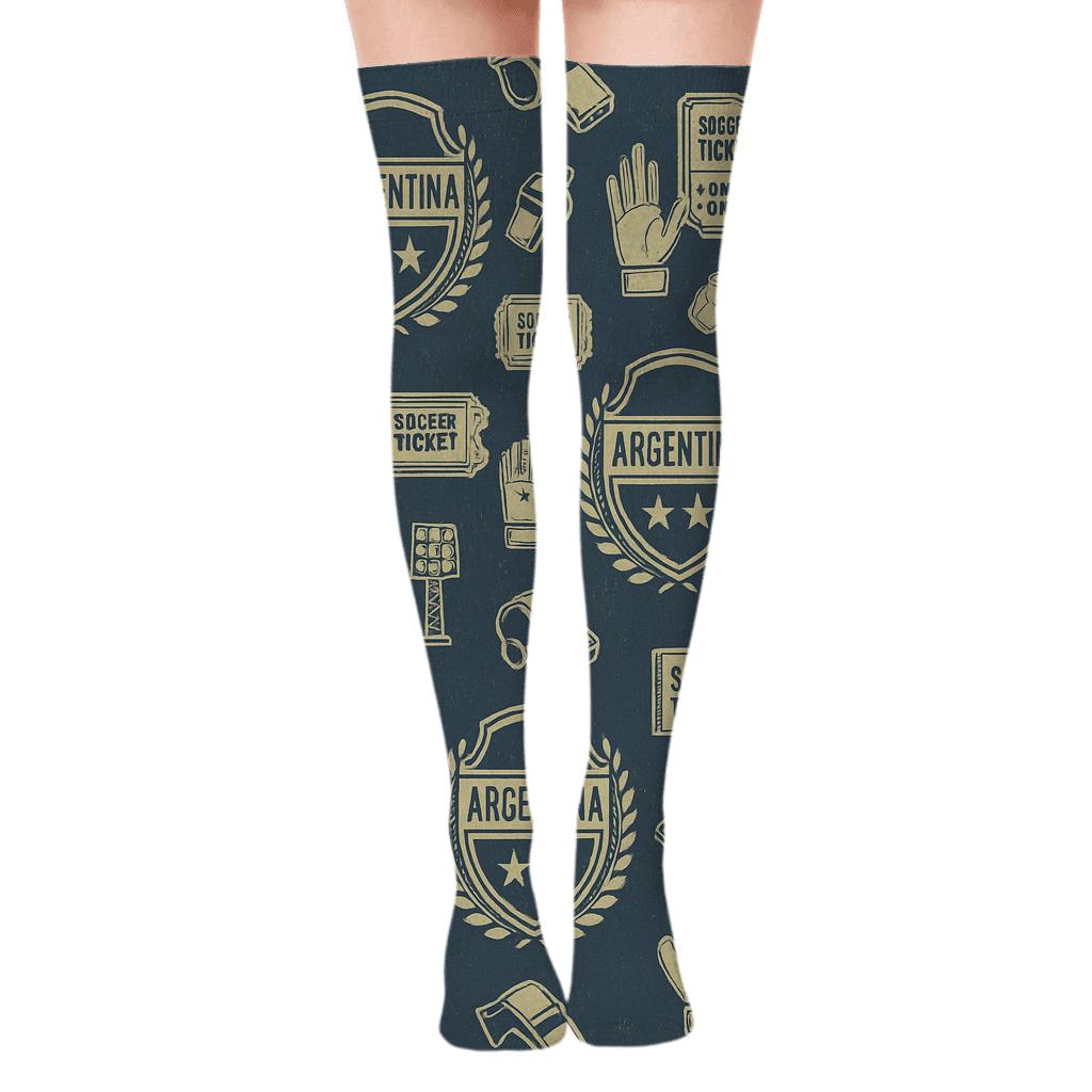 Vintage Poster Tilework For Fifa Argentina soft everyday over-the-knee socks