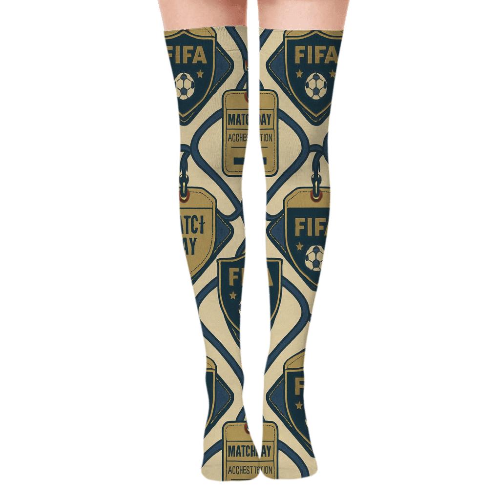 Fifa Curacao Badge Lattice In Vintage Poster Look comfortable cotton over-the-knee socks