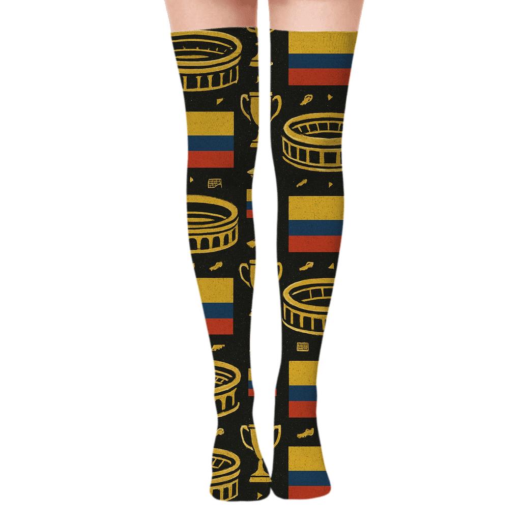 Vintage Poster Bands With Stadium Panorama For Fifa Ecuador premium cozy over-the-knee socks