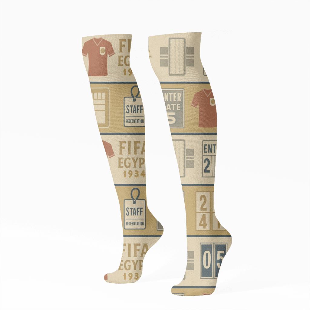 Vintage Poster Bands For Matchday Fifa Egypt stylish athletic knee-high socks