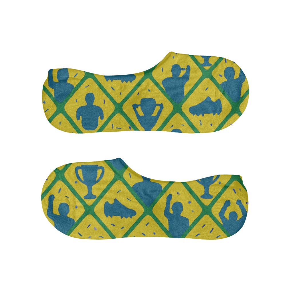 Goal Net Lattice And Trophy Sparks, Screen Print Style Fifa Brazil personalized invisible socks