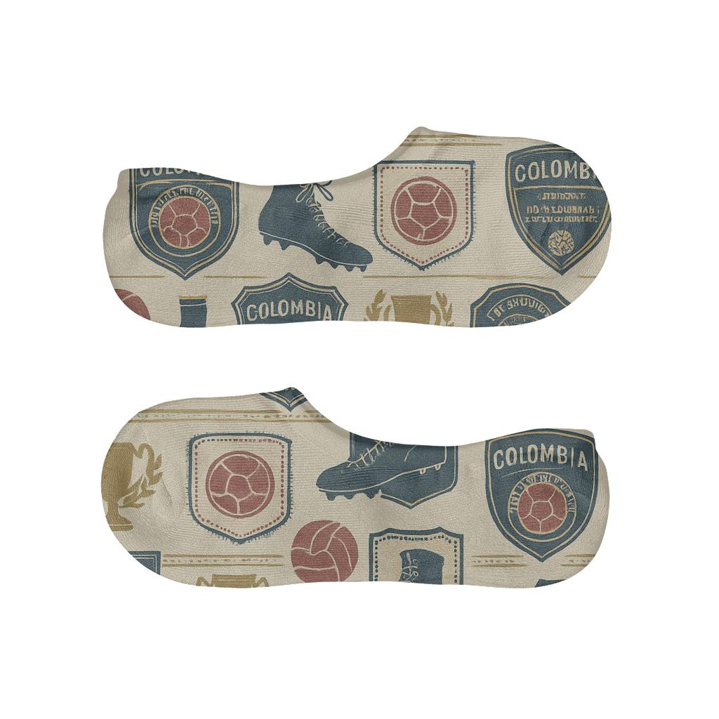 Vintage Badge Nostalgia Pattern, Fifa Colombia anti-slip no-show socks
