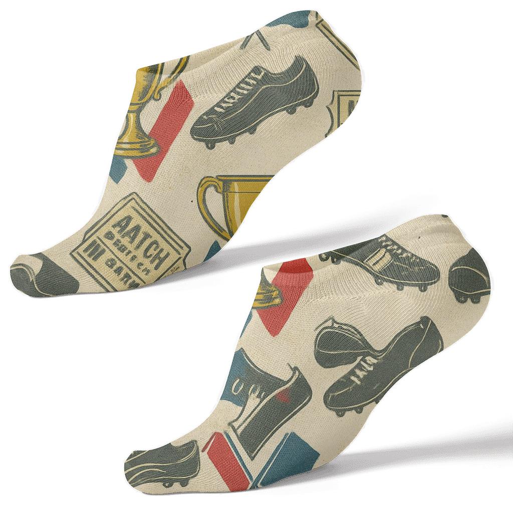 Vintage Poster Look Trophy Lattice, Fifa France Edition unique graphic ankle socks