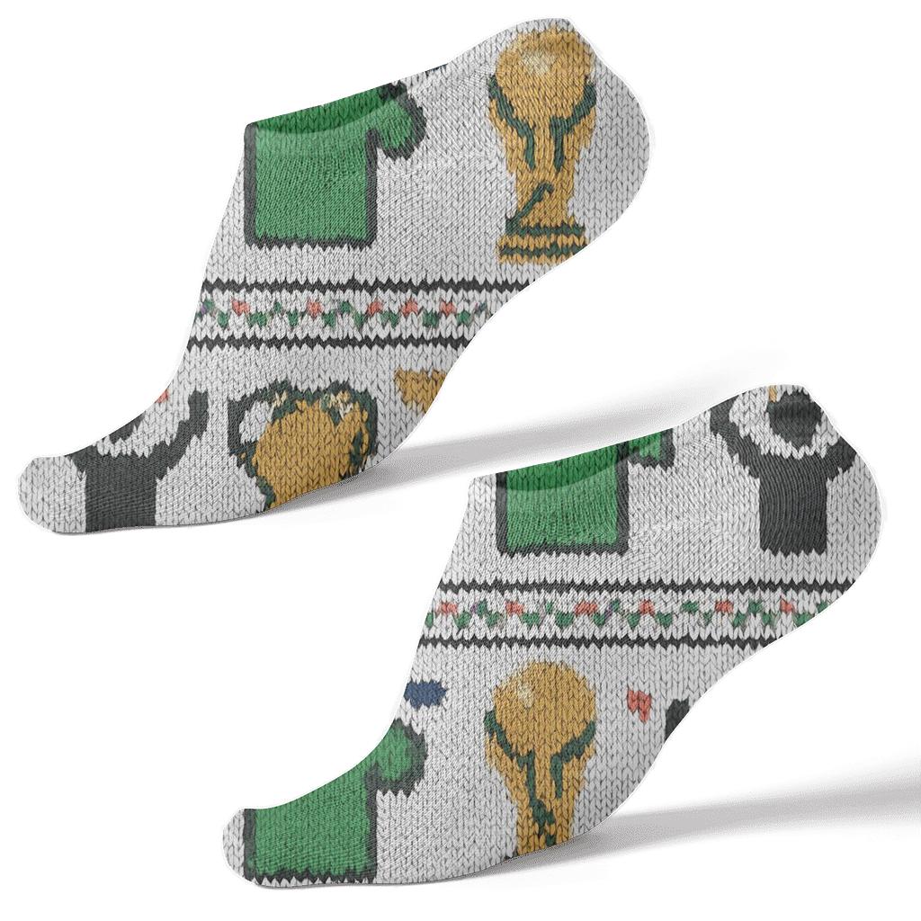 Knitted Pattern Illusion With Fifa South Africa Trophy Bands unique graphic ankle socks