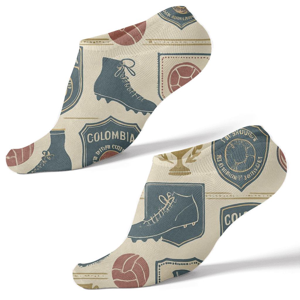 Vintage Badge Nostalgia Pattern, Fifa Colombia comfortable cotton ankle socks