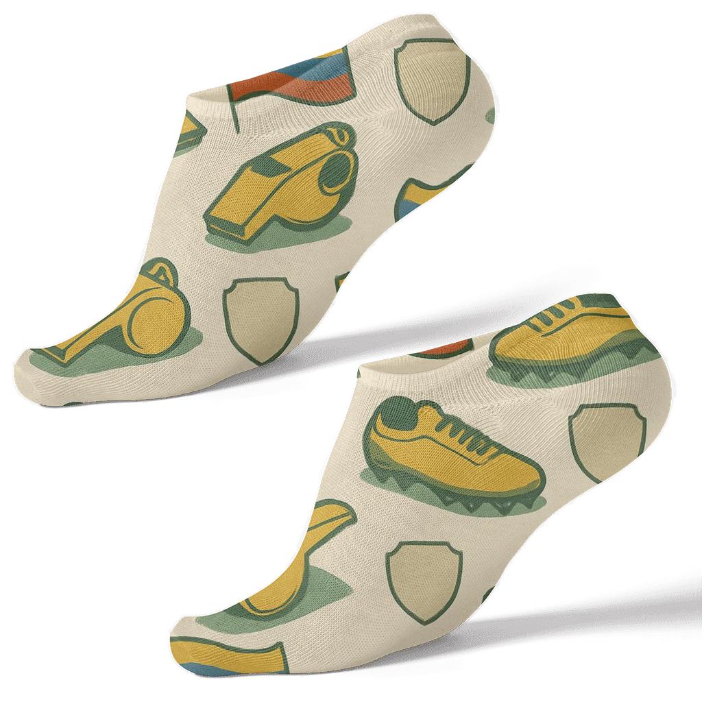 Vintage Poster Look Whistle Lattice Fifa Ecuador designer print ankle socks