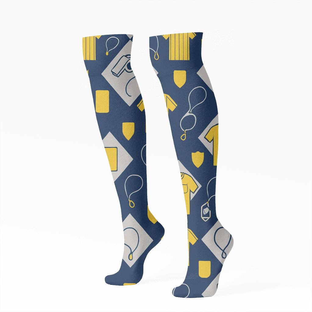 Referee Kit Lattice In Fifa Switzerland Style trendy patterned knee-high socks