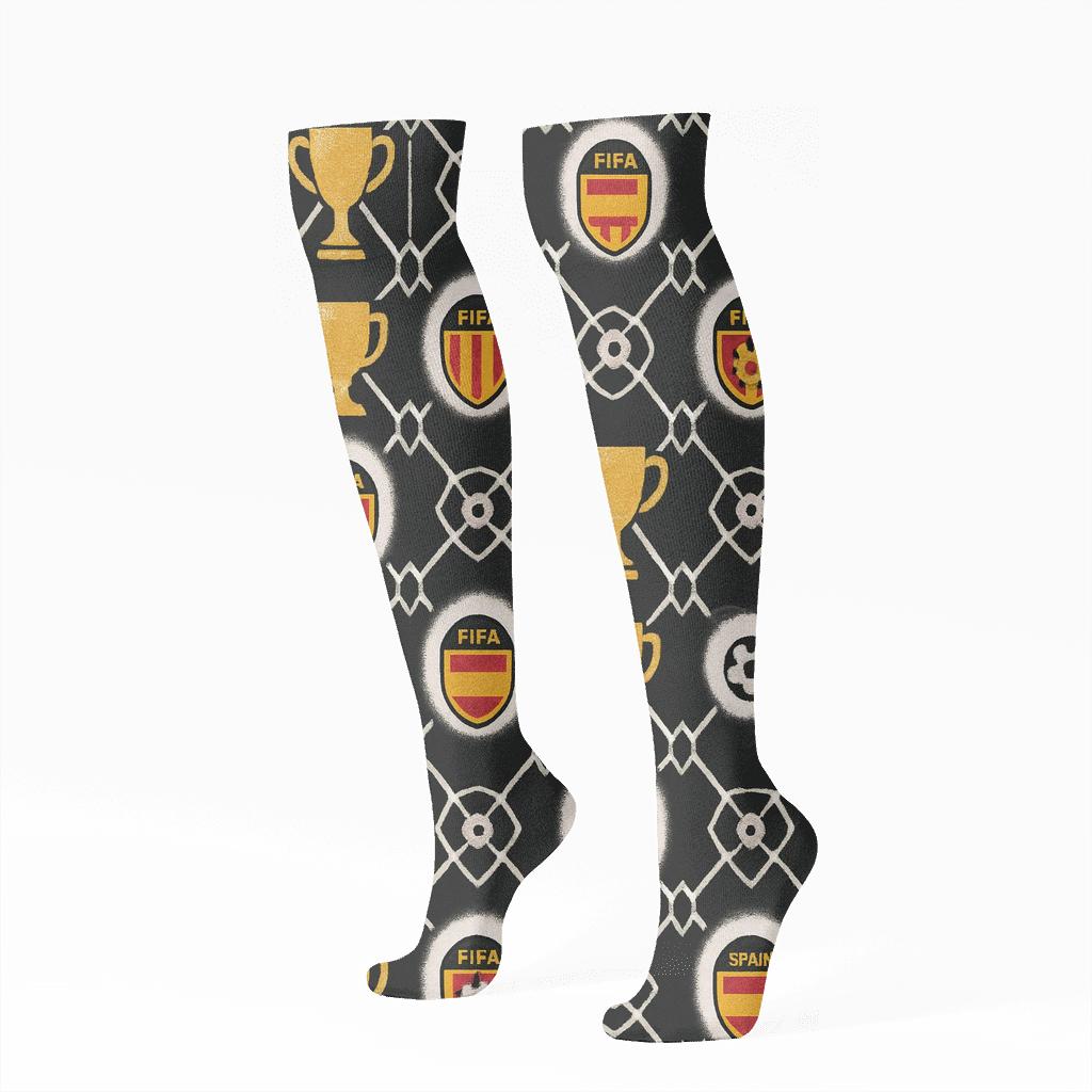 Goal Net And Trophy Rhythm, Fifa Spain Edition stylish athletic knee-high socks