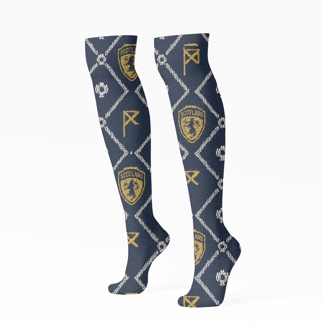 Knitted Goal Net Lattice, Fifa Scotland Edition unique graphic knee-high socks