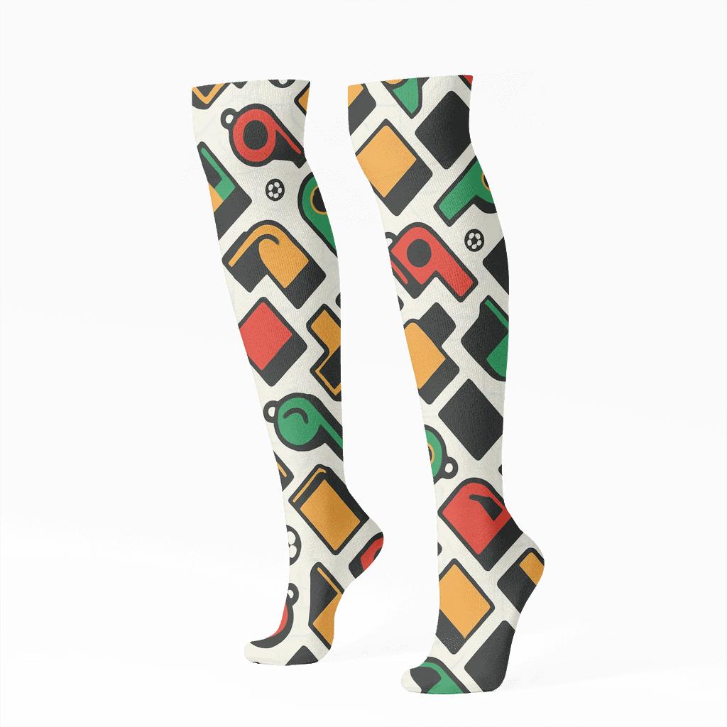 Coach Whistle Lattice, Fifa Portugal Edition designer print knee-high socks