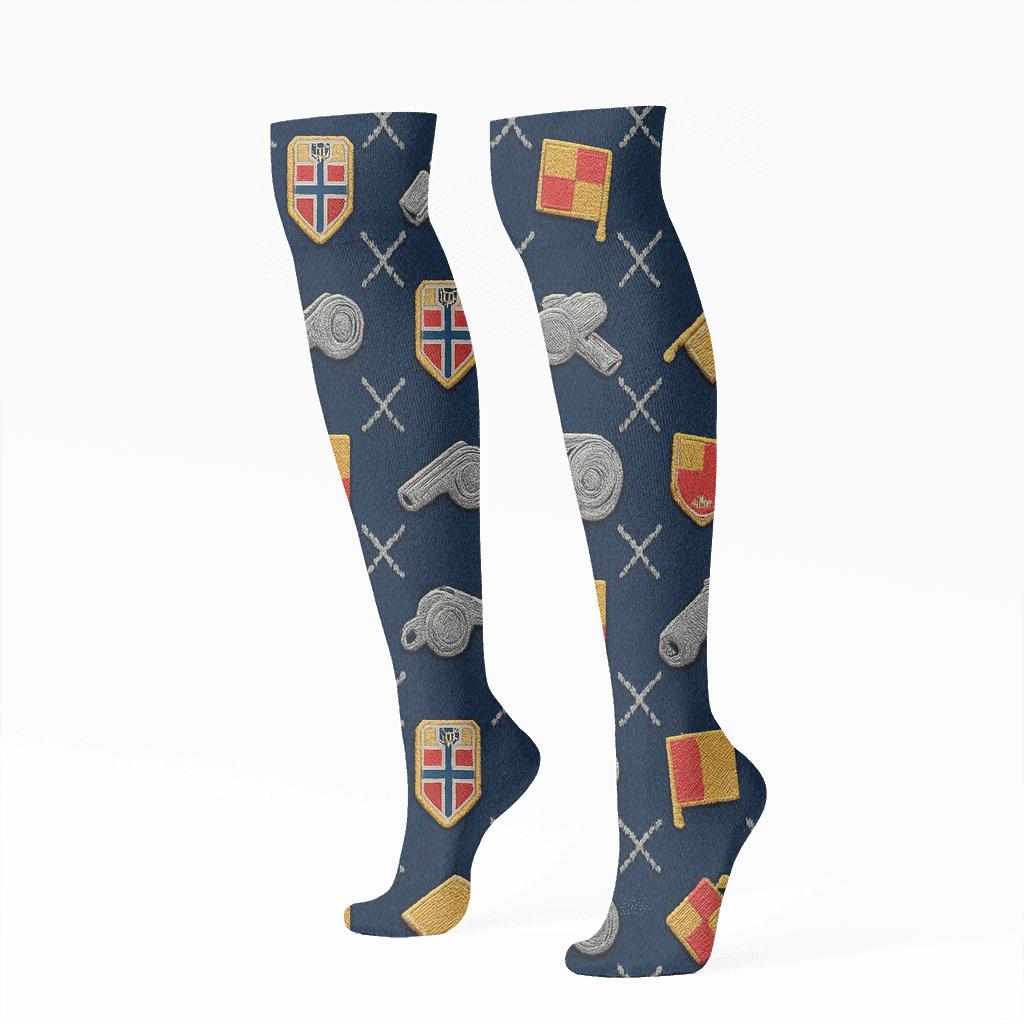 Knitted Illusion Fifa Norway Badge Lattice designer print knee-high socks