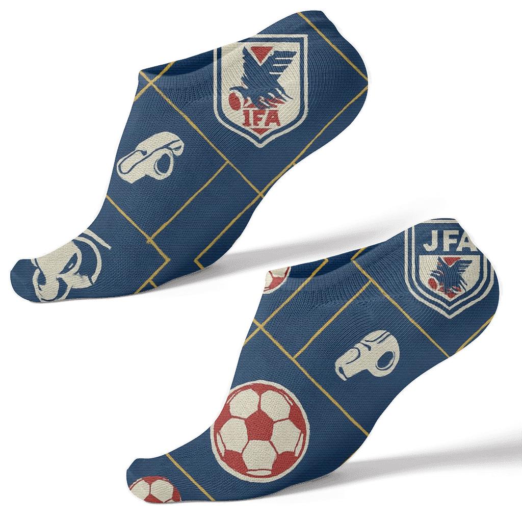 Fifa Japan Crest Lattice On Navy Blue comfortable cotton ankle socks