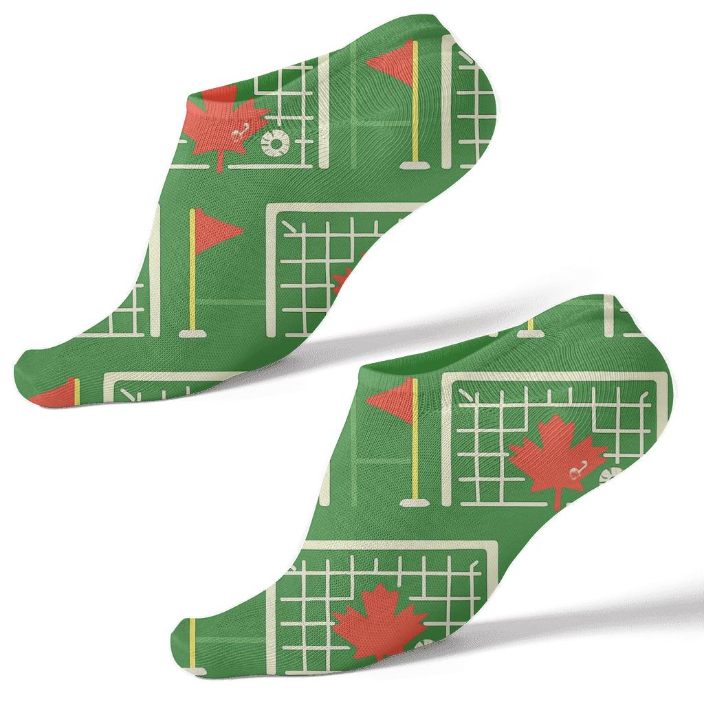 Goal Net Lattice In Fifa Canada Match Colors designer print ankle socks