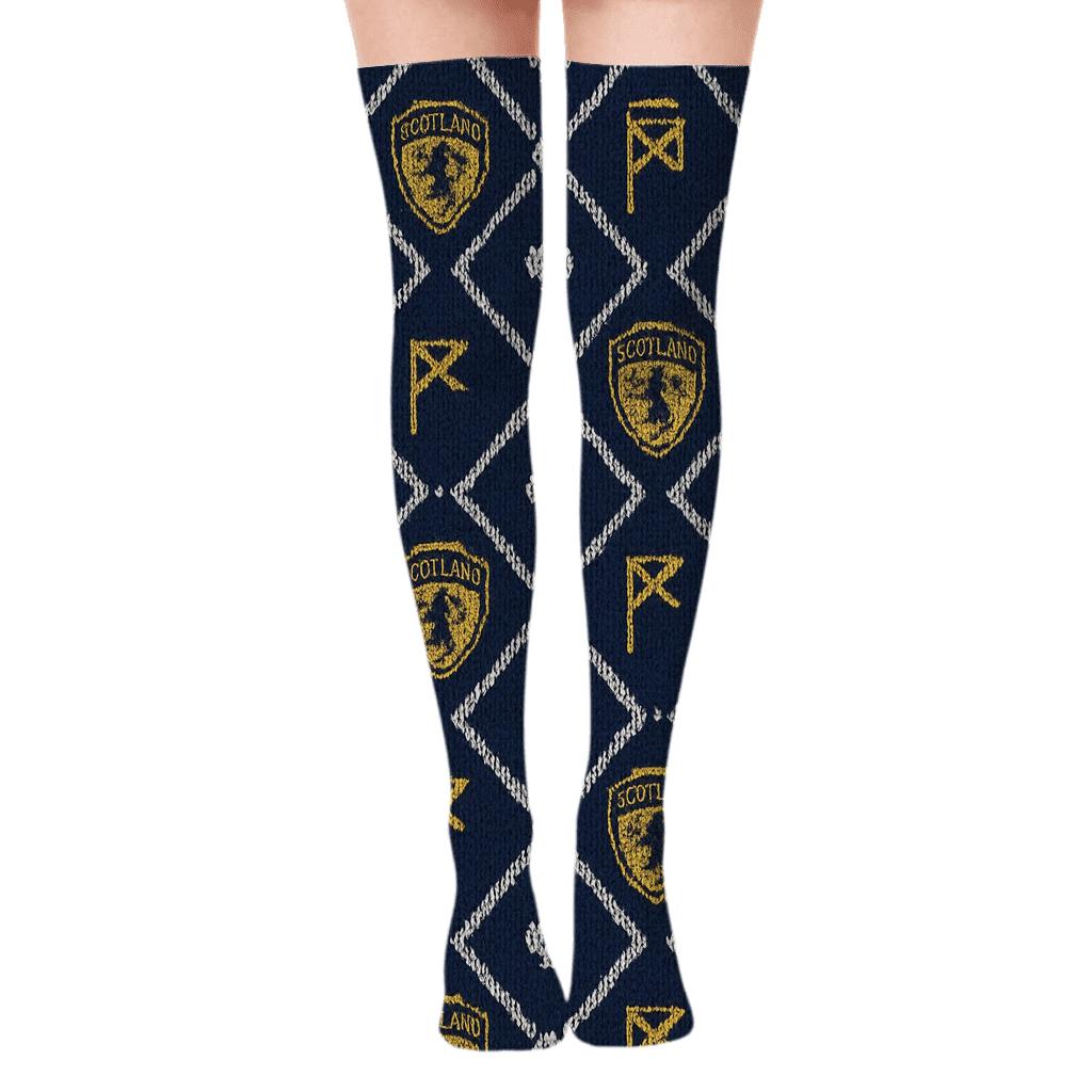 Knitted Goal Net Lattice, Fifa Scotland Edition stylish fashion over-the-knee socks