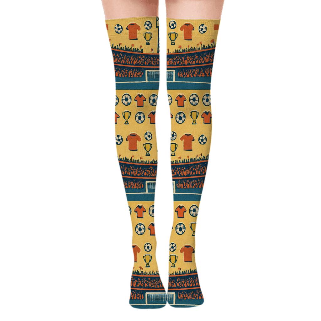 Vintage Poster Look Stadium Panorama For Fifa Netherlands soft everyday over-the-knee socks