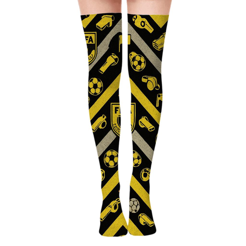 Fifa Switzerland Badge Chevron On Black Background designer print over-the-knee socks
