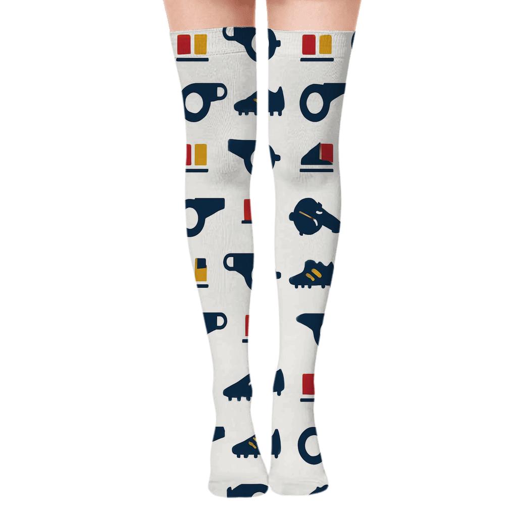 Referee Whistle Grid With Fifa Scotland Accents comfortable cotton over-the-knee socks