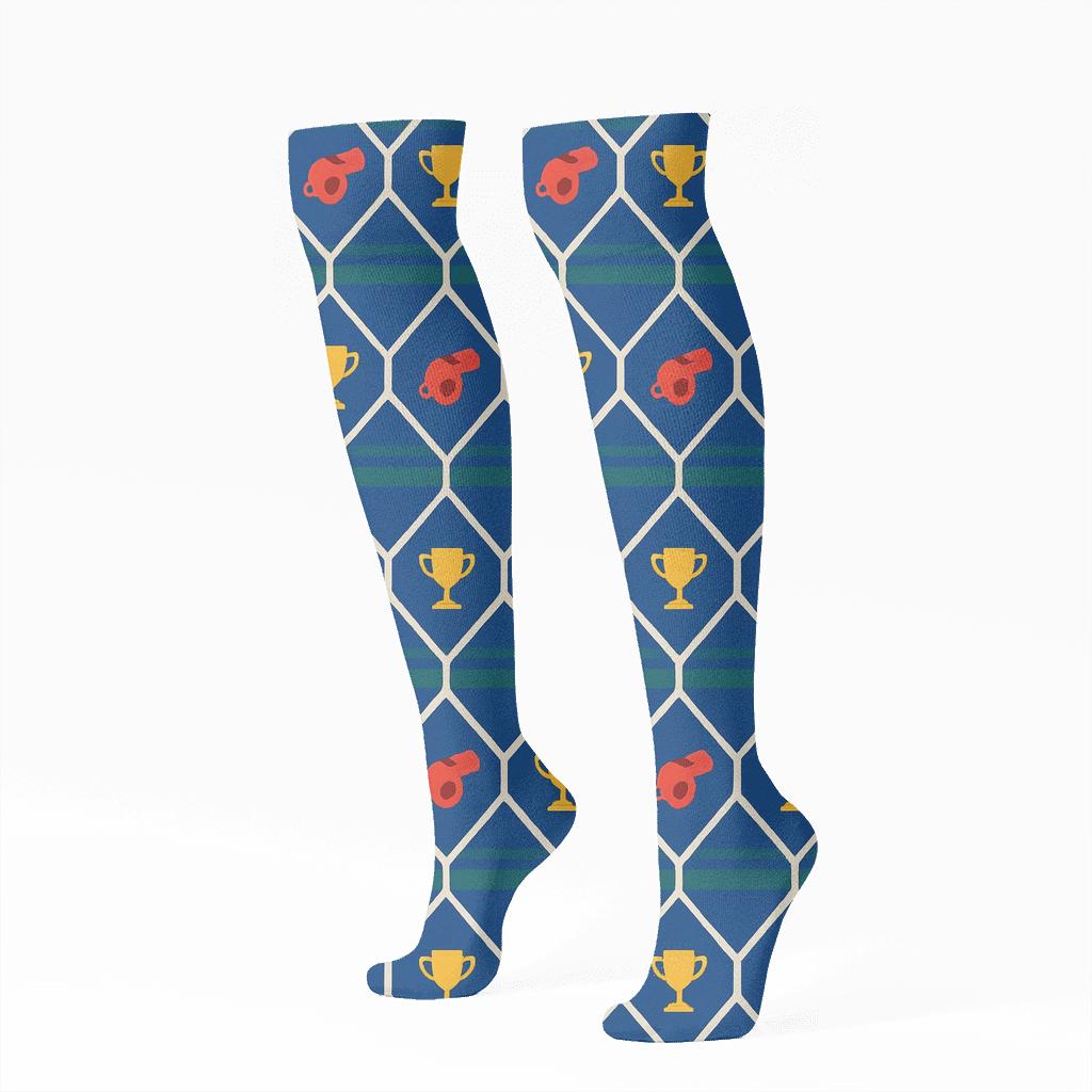 Goal Net Lattice In Fifa France Stadium Blue stylish athletic knee-high socks
