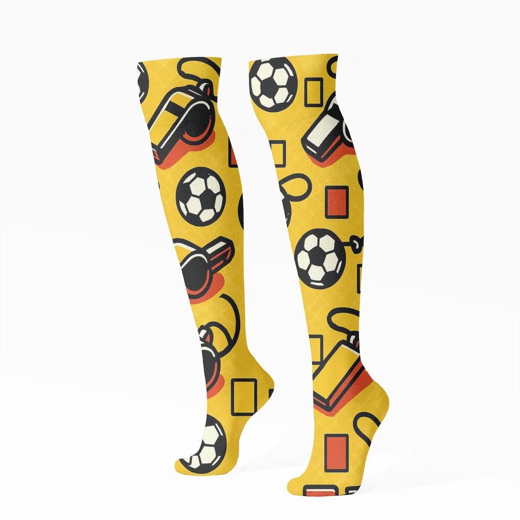 Referee Precision Tiling In Fifa Belgium Colors designer print knee-high socks