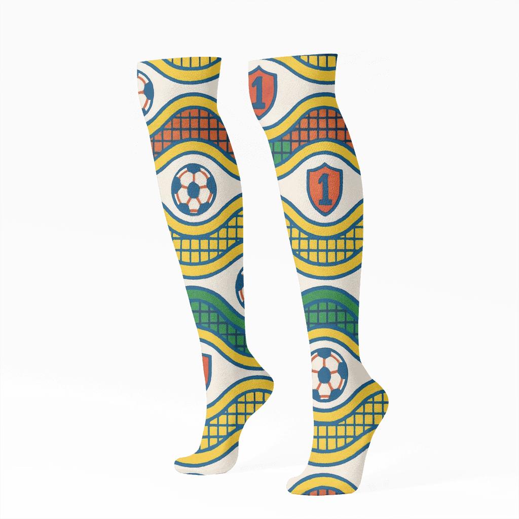 Goal Net Wave Grid In Fifa Ecuador Colors soft everyday knee-high socks