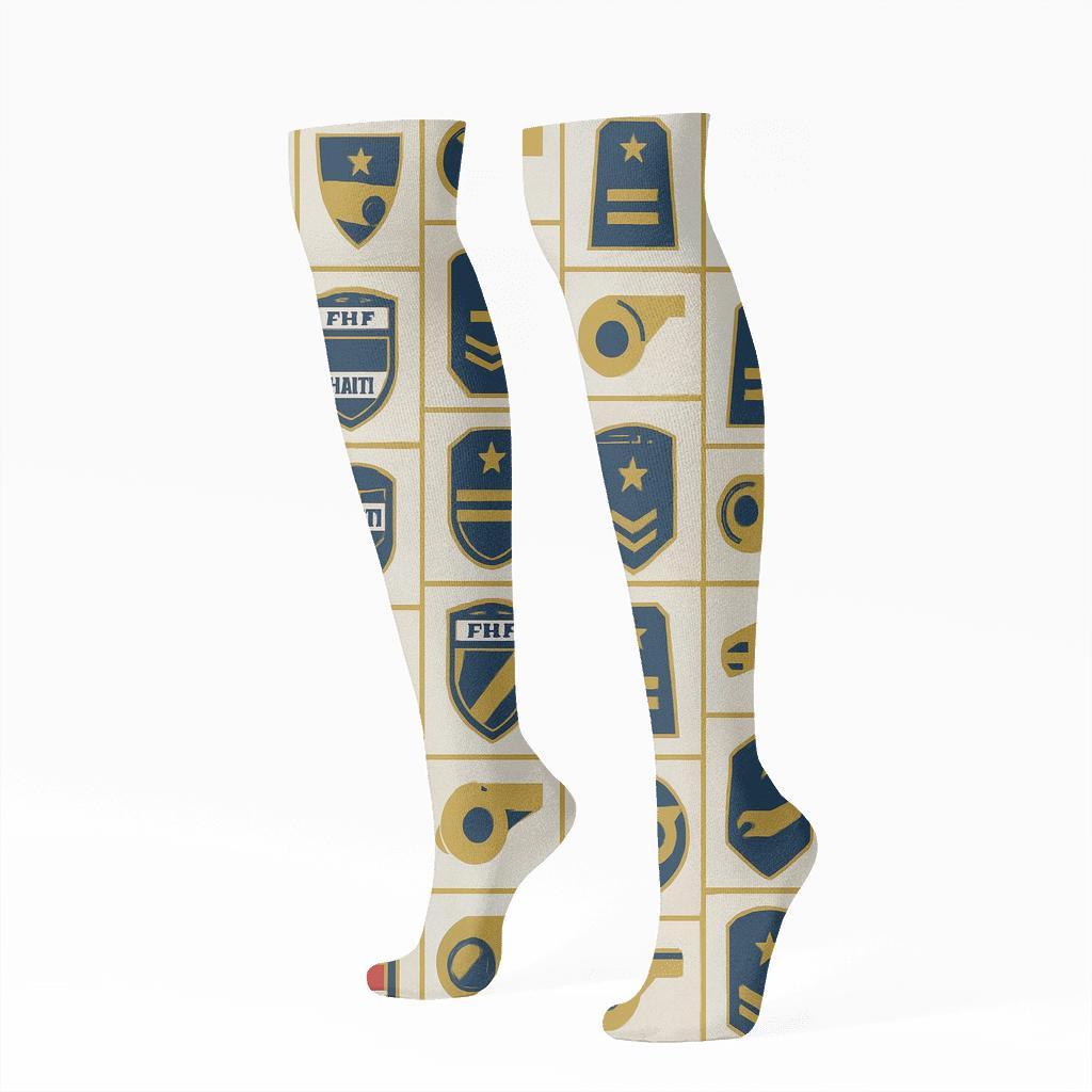 Badge Mosaic Grid In Fifa Haiti Style personalized knee-high socks