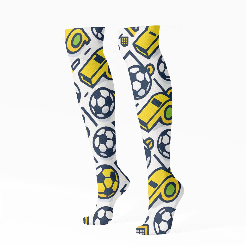 Whistle Chevron In Fifa Brazil Colors comfortable cotton knee-high socks