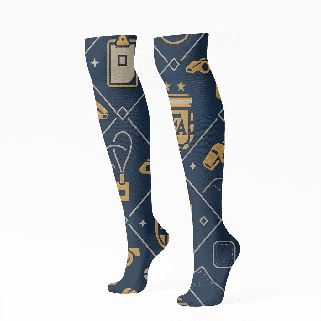 Workshop Crest Lattice In Fifa Argentina designer print knee-high socks