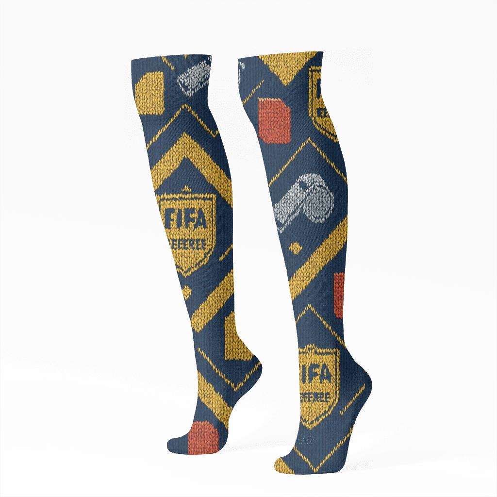 Knitted Illusion Referee Stripework Fifa Egypt premium sports knee-high socks