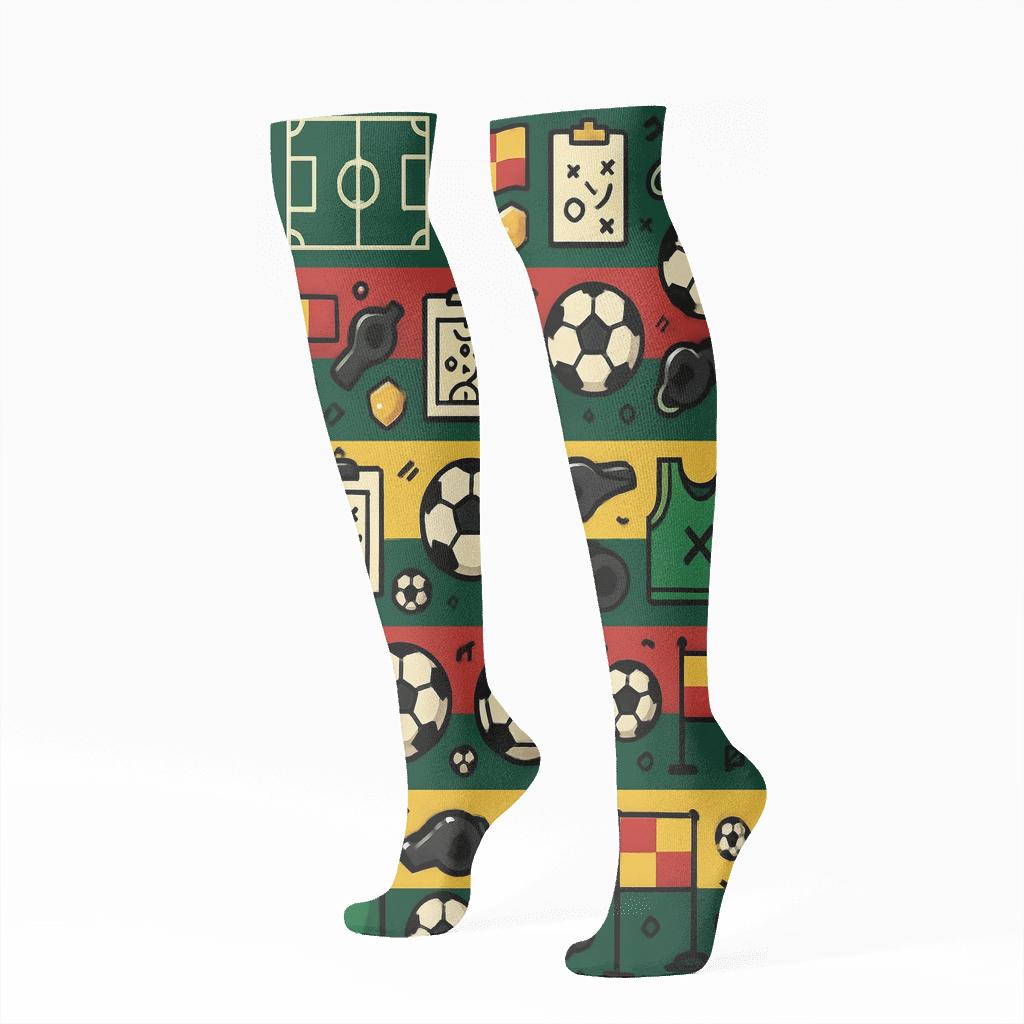 Workplace Landscape Wrap With Fifa Ghana Rhythm trendy patterned knee-high socks