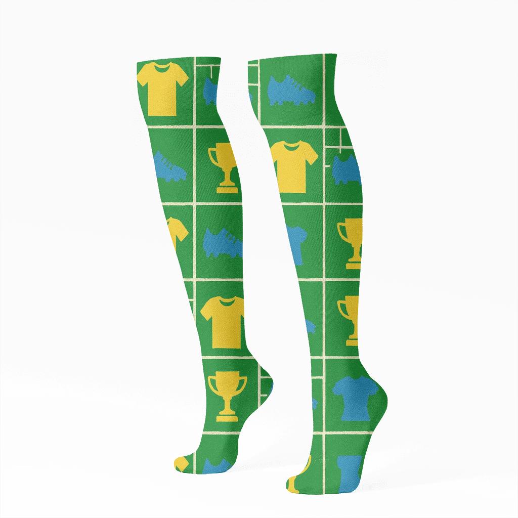 Goal Net Mosaic For Stadium Nights Fifa Brazil designer print knee-high socks
