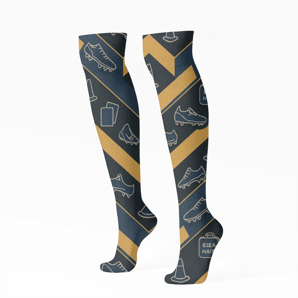 Fifa Haiti Gear Chevron On Black Background trendy patterned knee-high socks