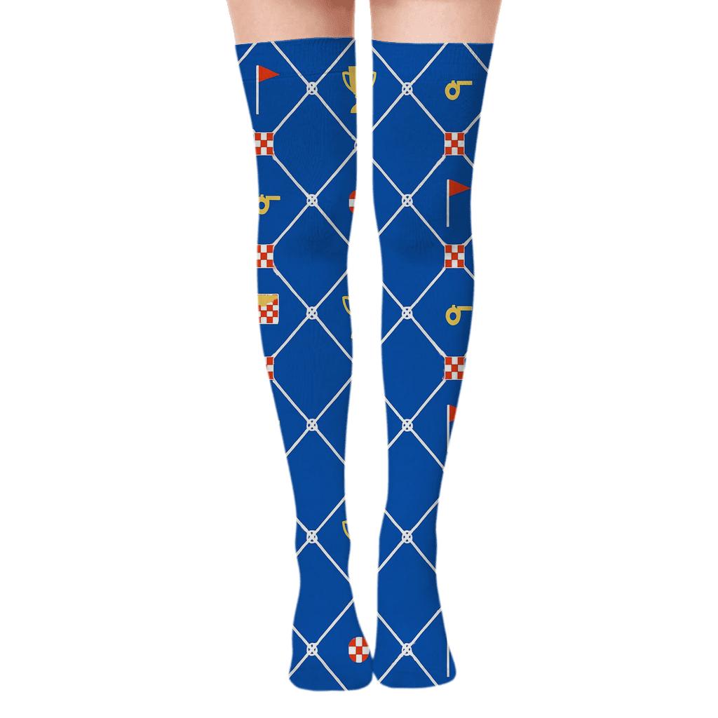 Goal Net Mosaic In Fifa Croatia Style premium cozy over-the-knee socks