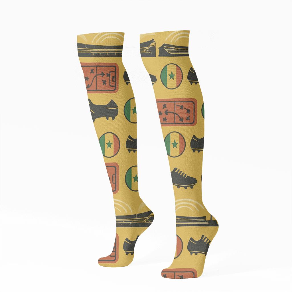 Stadium Panorama Wrapping Around Socks With Fifa Senegal Flair trendy patterned knee-high socks