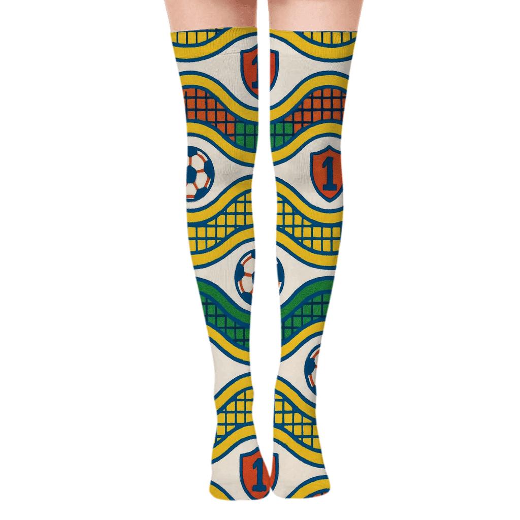 Goal Net Wave Grid In Fifa Ecuador Colors custom over-the-knee socks