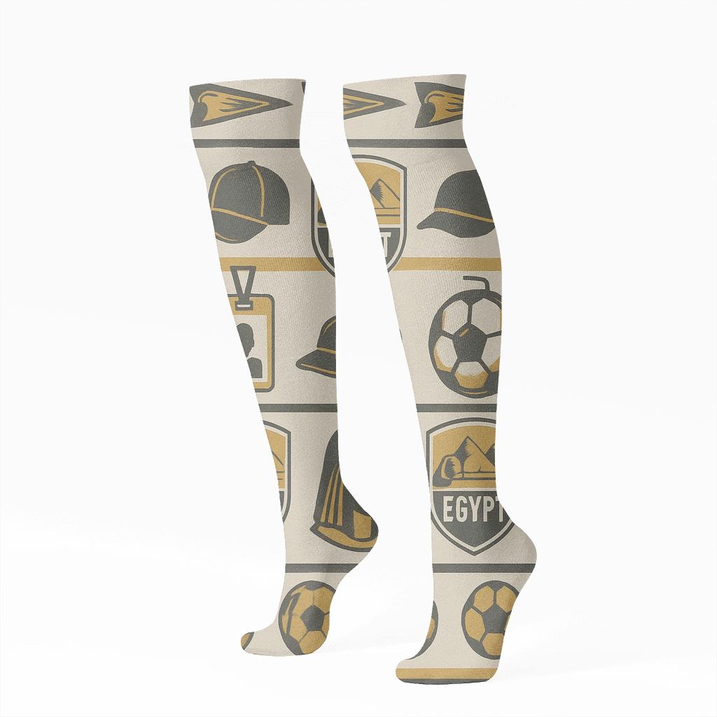 Vintage Poster Bands With Fifa Egypt Emblems personalized knee-high socks