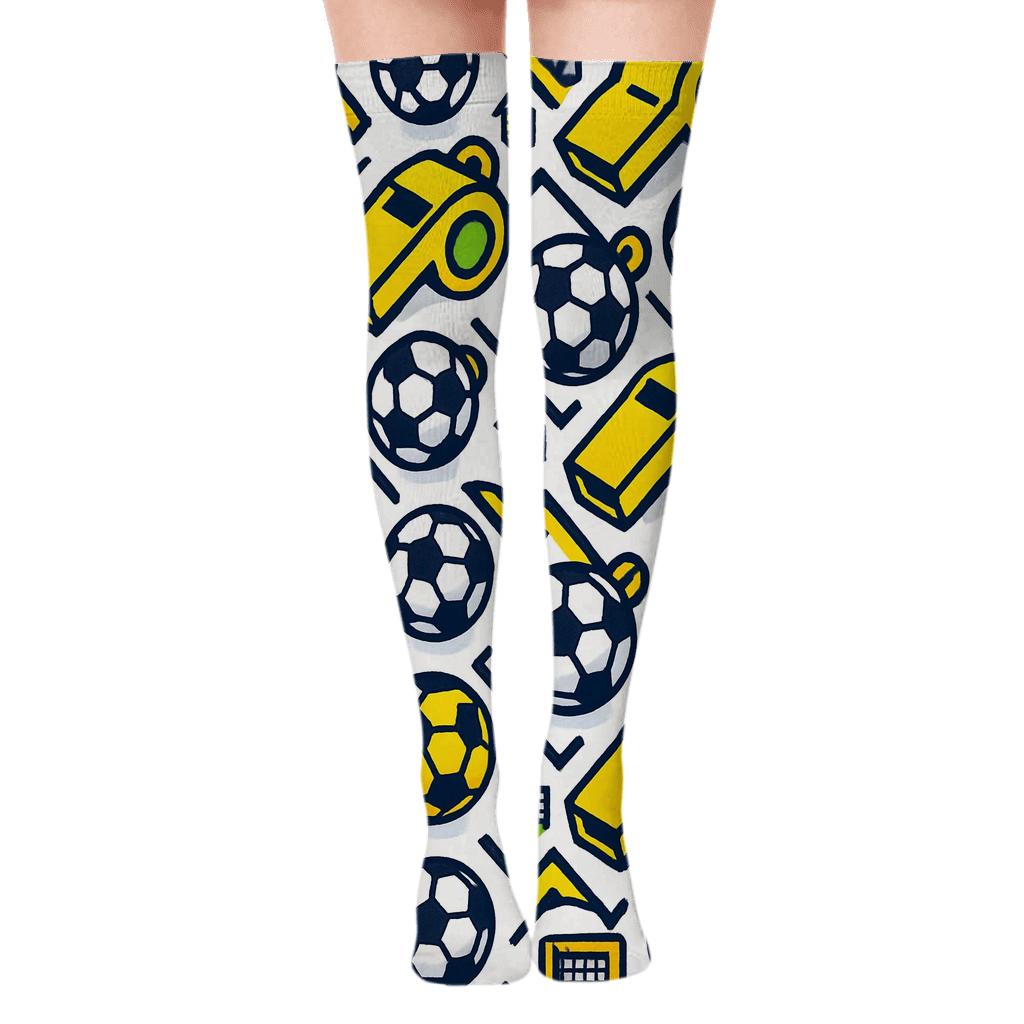 Whistle Chevron In Fifa Brazil Colors designer print over-the-knee socks