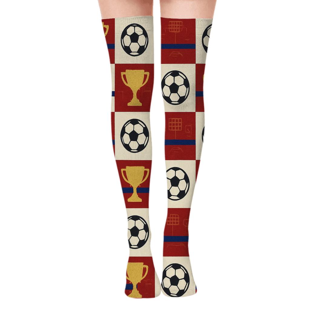 Screen Print Fifa Croatia Checkerboard Trophy Parade custom over-the-knee socks