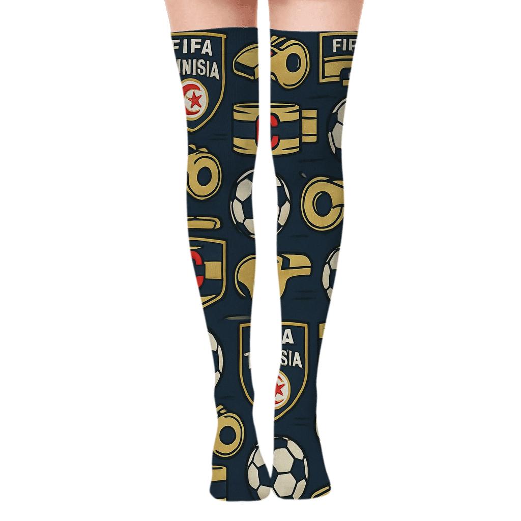 Mirrored Badge Bands With Fifa Tunisia premium cozy over-the-knee socks
