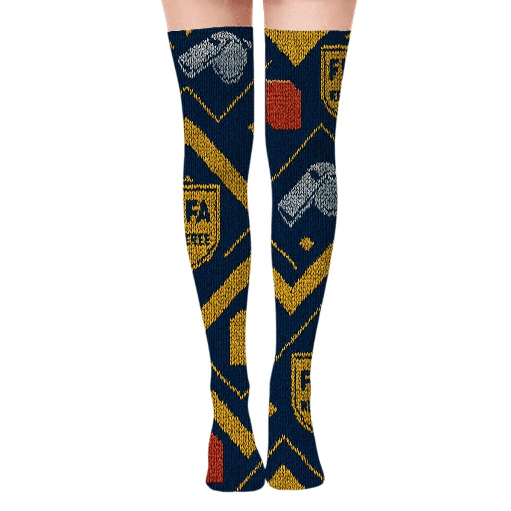 Knitted Illusion Referee Stripework Fifa Egypt stylish fashion over-the-knee socks