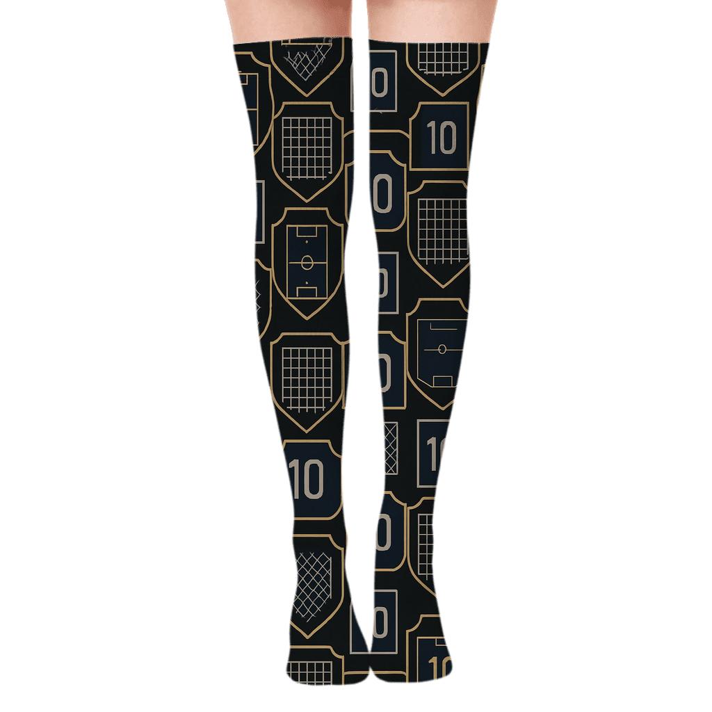Fifa Colombia Badge Lattice On Black Ground unique graphic over-the-knee socks