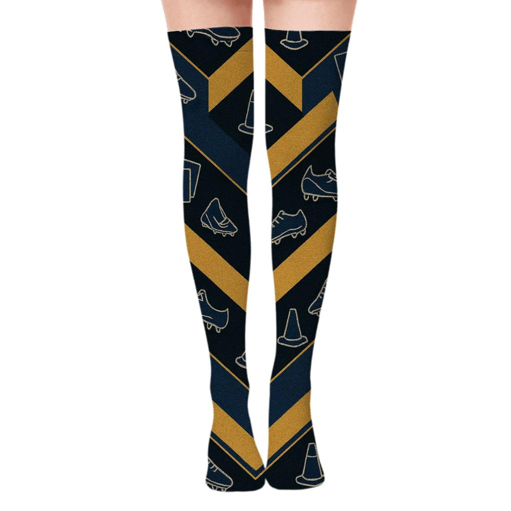 Fifa Haiti Gear Chevron On Black Background designer print over-the-knee socks