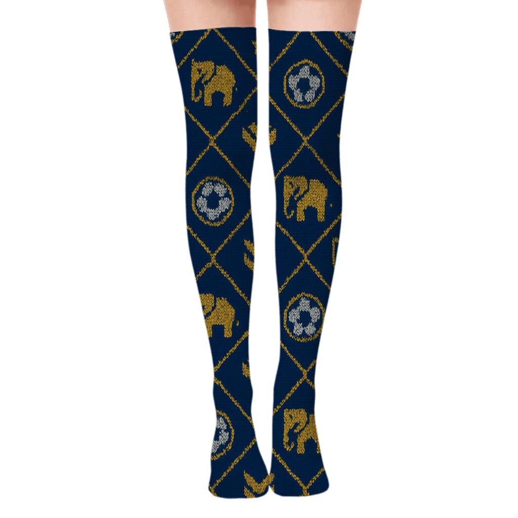 Knitted Pattern Illusion Fifa Cote D Ivoire Crest Lattice trendy patterned over-the-knee socks