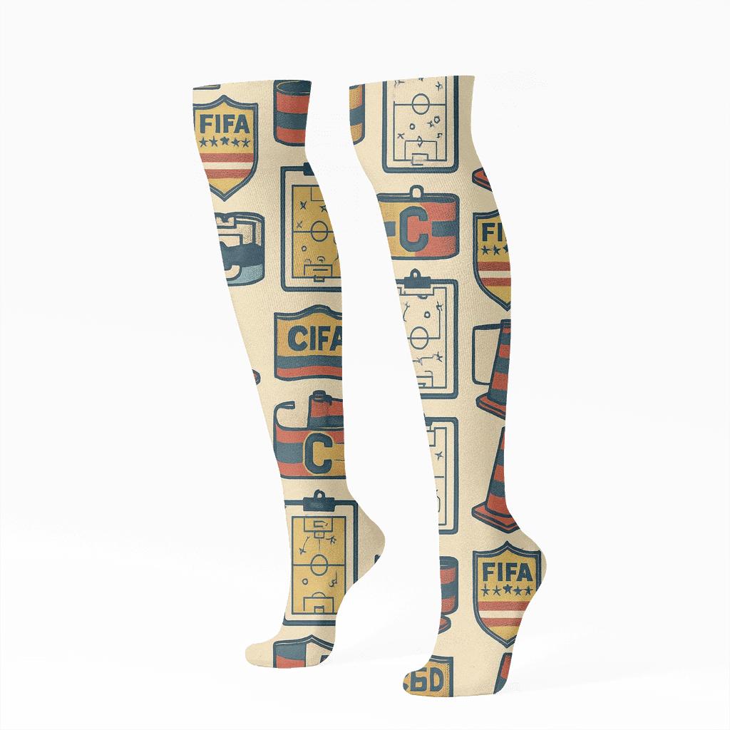Vintage Poster Look With Badge Grid Fifa Cabo Verde custom knee-high socks